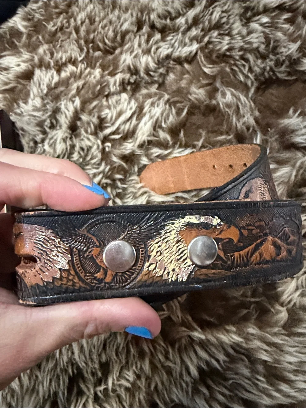 Vintage Leather Eagle Belt - you can add Buckle